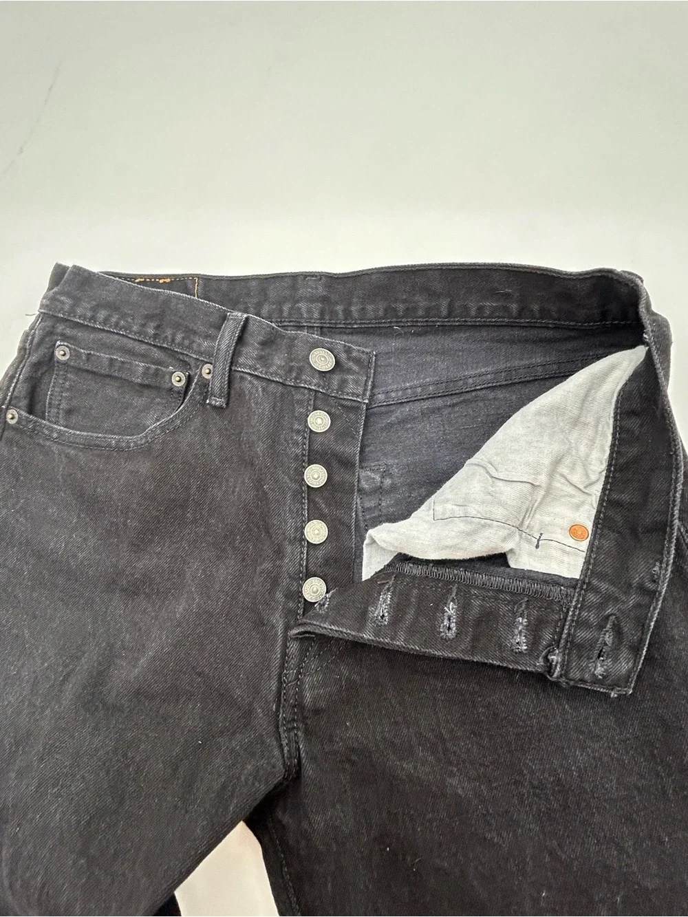 Levi's Button Fly 501 Black Men’s Straight-Leg Jeans 31 x32
